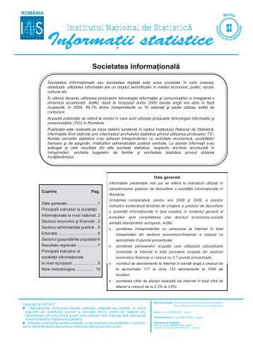 InformaÃ¾ii statistice - Institutul National de Statistica