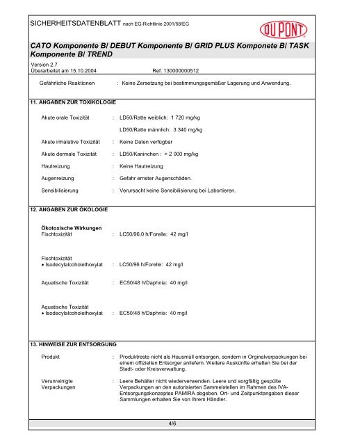 CATO Komponente B/ DEBUT Komponente B/ GRID ... - Getreide AG