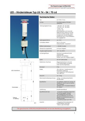 Hindernisfeuer Typ LG 74 â 04 / 70 cd - Hochspannung-Lichttechnik ...