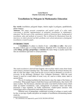 Tessellations by Polygons in Mathematics Education