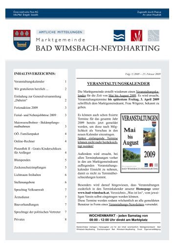 veranstaltungskalender - Marktgemeinde Bad Wimsbach-Neydharting