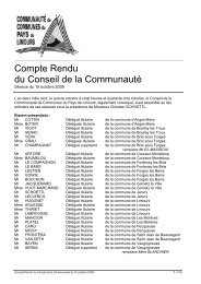 Compte Rendu du Conseil de la Communauté