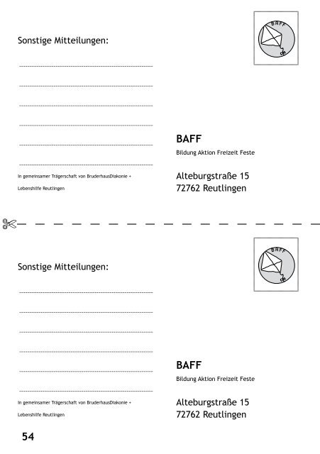 Das aktuelle BAFF-Programm - Lebenshilfe - Reutlingen