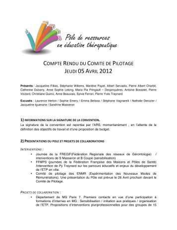 COMPTE RENDU DU COMITE DE PILOTAGE JEUDI 05 ... - Fregif