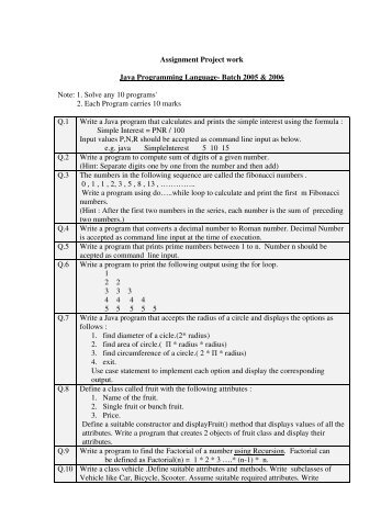 Assignment Project work Java Programming Language ... - SCDL