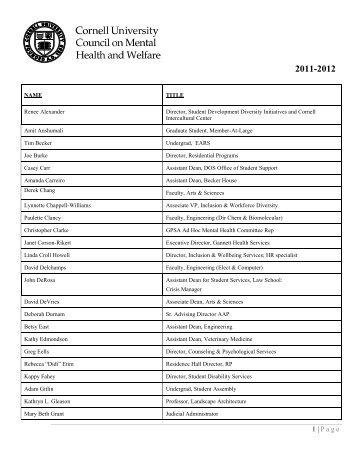 Member List, 2011-12 (pdf) - Gannett Health Services