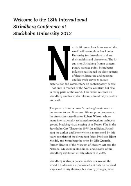 The Strindberg Legacy - Stockholms universitet