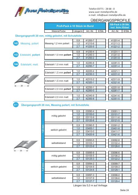 ÃƒÂœBERGANGSPROFILE - Auer-metallprofile.de