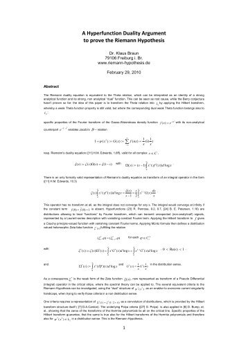 A proof of the Riemann conjecture - Fuchs-braun.com