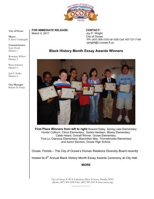 Importance Of Good Health Essay How To Learn English Essay also Sample English Essays Black History Month Essay Awards Winners City Of Ocoee English Debate Essay