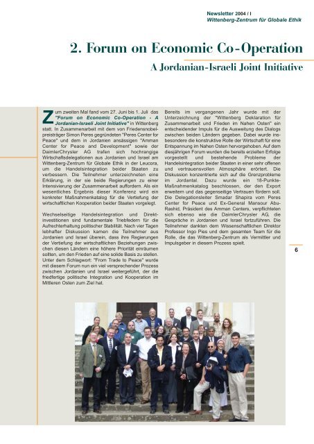 Newsletter 2004 / I - Wittenberg-Zentrum fÃ¼r Globale Ethik