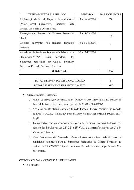 Atividades 2005 - JustiÃ§a Federal