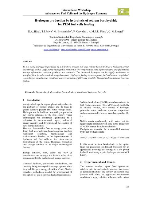 Hydrogen production by hydrolysis of sodium borohydride for PEM ...