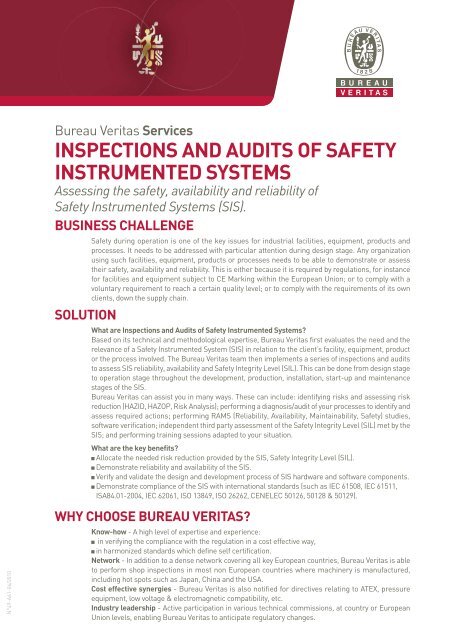 inspections and audits of safety instrumented systems - Bureau Veritas