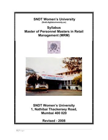 SNDT Women's University Syllabus Master of Personnel Masters in ...