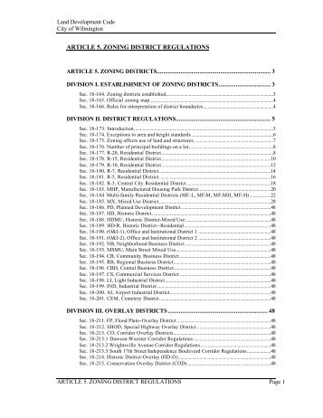 article 5. zoning district regulations - City of Wilmington