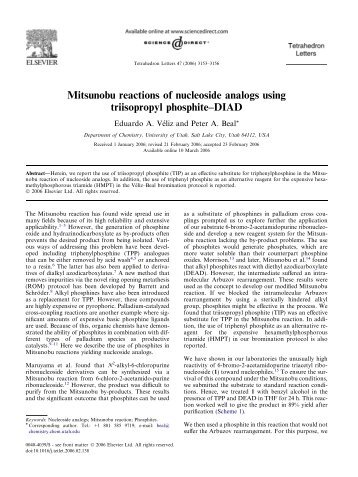 Mitsunobu reactions of nucleoside analogs using ... - UC Davis