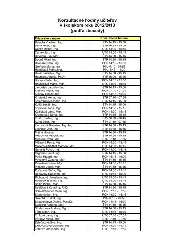 Urcenie konzultacnej hodiny 2012_13