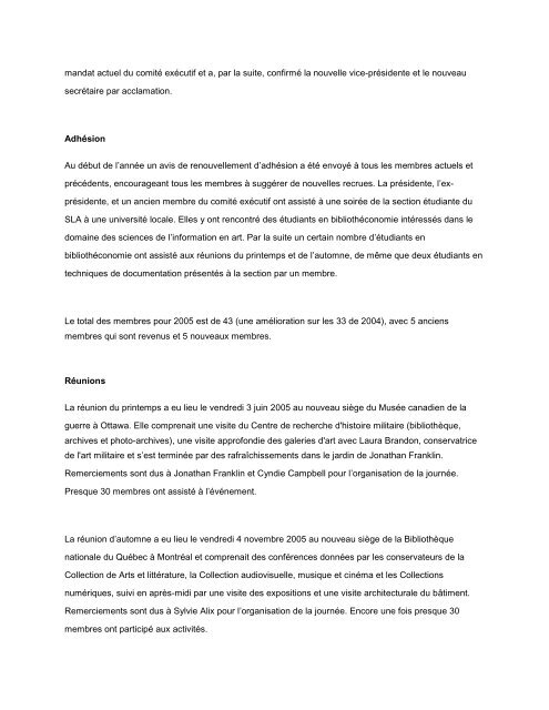 ARLIS/MOQ Rapport annuel 2005 Comité exécutif ... - arlis/na moq