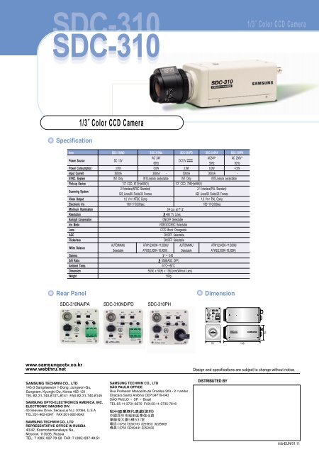 1/3Ë Color CCD Camera SDC-310