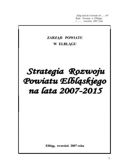 Strategia Powiatu ElblÄskiego 2007-2015 - Starostwo Powiatowe w ...