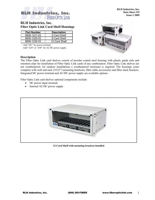 RLH Card Shelf Housings - RLH Industries Inc. Fiber Optic Link