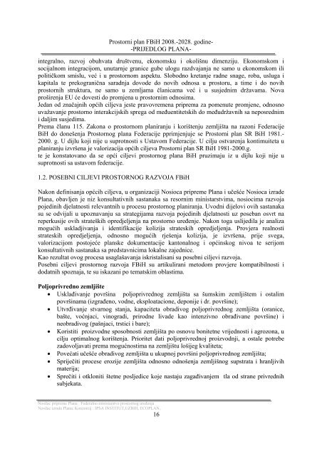 prostorni plan federacije bosne i hercegovine za period 2008.