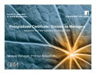 Postgraduate Certificate: Doctors as Managers