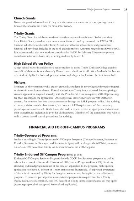 College's catalog - Trinity Christian College