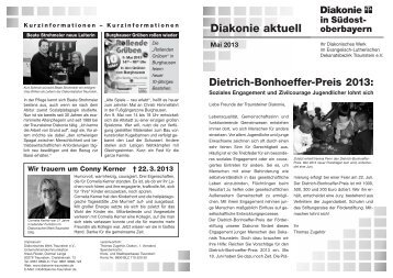 Dietrich-Bonhoeffer-Preis 2013 - Diakonische Werk Traunstein eV