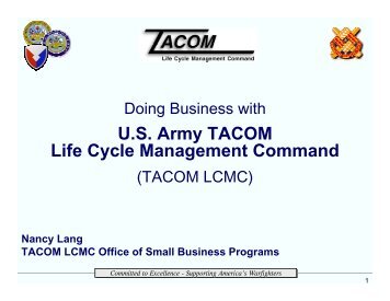 US Army TACOM Life Cycle Management Command - SAME Detroit ...