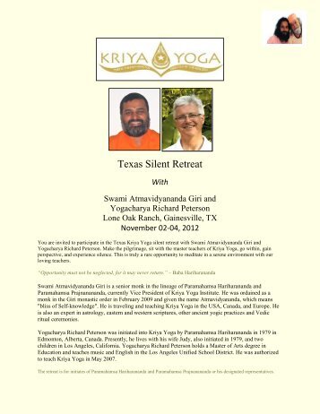 Flyer - Kriya Yoga Institute