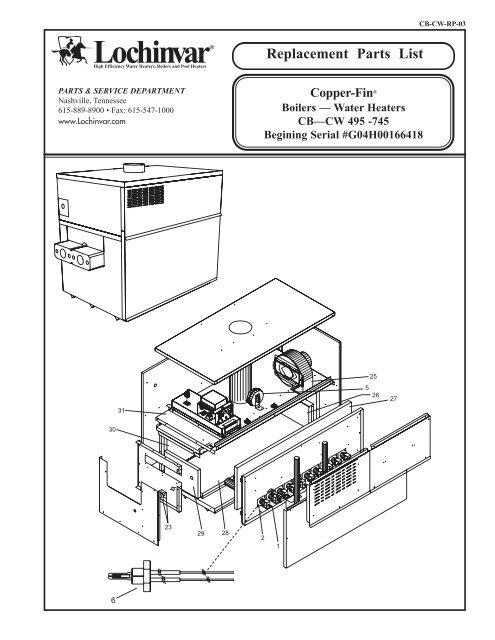 Replacement Parts List - Lochinvar