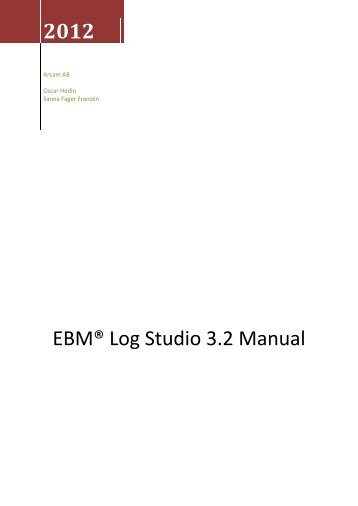 EBMÂ® Log Studio 3.2 Manual - Arcam software setup page - Arcam AB