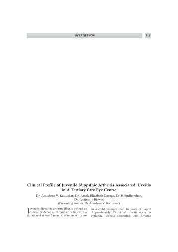 Clinical Profile of Juvenile Idiopathic Arthritis Associated Uveitis in A ...