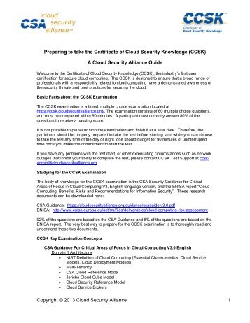 CCSK Preparation Guide - Cloud Security Alliance