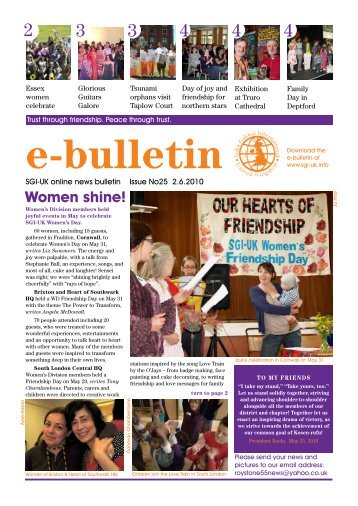 Women shine! - SGI-UK E-Bulletin and Podcast