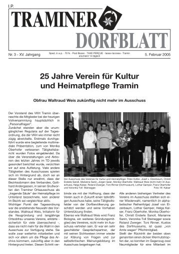 25 Jahre Verein fÃ¼r Kultur und Heimatpflege ... - Traminer Dorfblatt