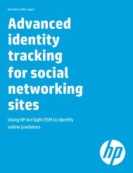 Advanced identity tracking for social networking sites - ArcSight