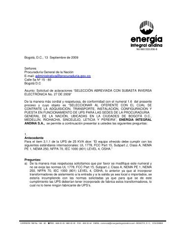 Observaciones presentadas por ENERGIA INTEGRAL ANDINA S.A.