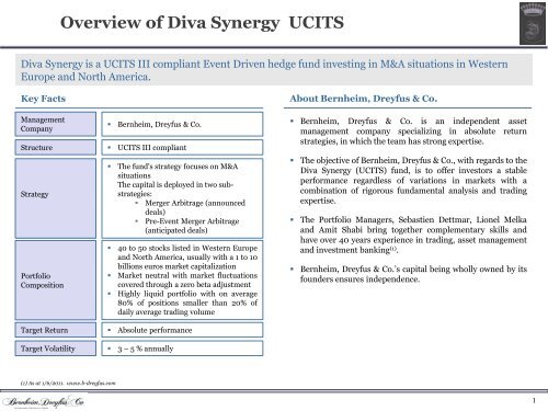 DIVA SYNERGY UCITS FUND - Bernheim, Dreyfus & Co.