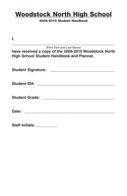 WNHS Student Handbook - Woodstock North High School