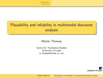 Plausibility and reliability in multimodal discourse analysis