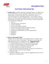 JOB SEARCH TOOL Fact Sheet: Networking Tips - AARP WorkSearch