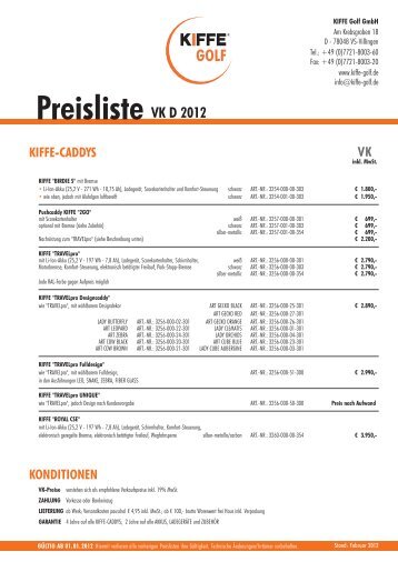 Preisliste VK D 2012 KONDITIONEN - Kiffe Golf GmbH