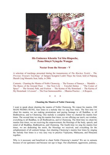 Page 1 His Eminence Khentin Tai Situ Rinpoche, Pema Dönyö ...