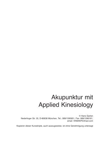 Kursskripte AK-Akupunktur - Professional Applied Kinesiology