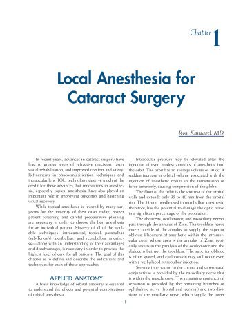 Local Anesthesia for Cataract Surgery