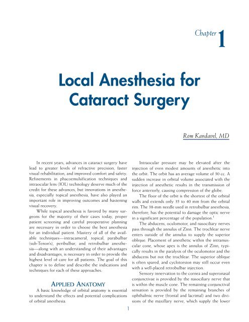 Local Anesthesia for Cataract Surgery
