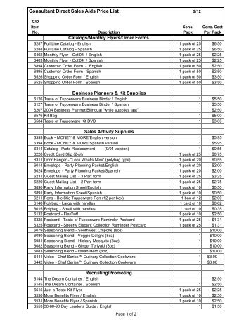 Vgd Sales aids list